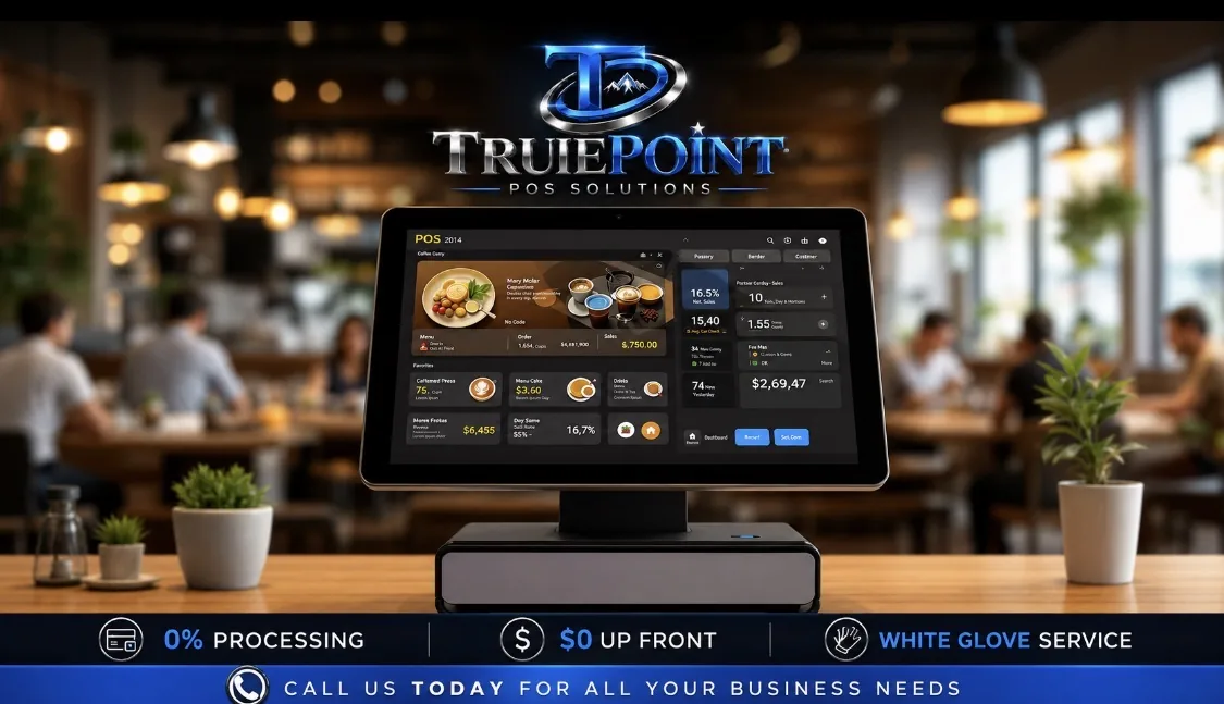 TruePoint POS Solutions terminal in a café setting